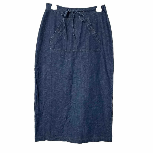 Vintage Brams Paris Denim Front Pocket Long Modest Maxi Skirt Cotton Medium - Picture 1 of 5